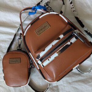 Wrangler Cow Print Mini Backpack with detachable coin purse